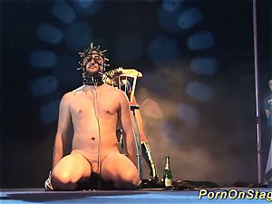 nasty fetish syringe demonstrate on stage