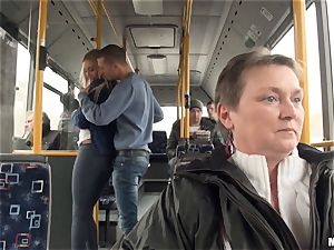 Lindsey Olsen smashes her man on a public bus